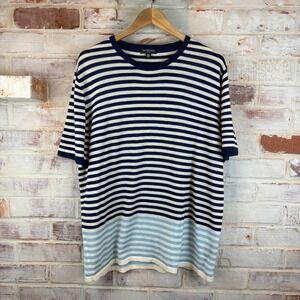 Saks Fifth Avenue Modern Italian Wool Striped Knit Sweater Tee XXL